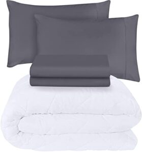 utopia bedding sheets set full grey with mattress pad full quilted fitted (pack of 5)