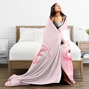 Knsoiv Cute Flannel Plush Throw Blanket, Sneaky Baby Pink Pig Cute Animal Family Pet Throw for Better Relaxing, Wrinkle-Resistant Air Conditioning Blanket 60"X50"