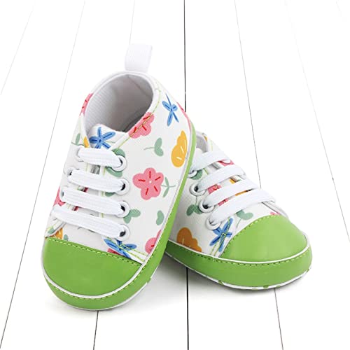 Lykmera Infant Toddler Shoes Sneaker Bow Glitter Sequins Non Slip Breathable Princess Shoes Baby Girls Sports Walking Shoes (Green, 0 Months)