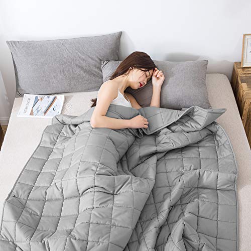 Sweet Home Collection Weighted Blanket Quality Heavyweight Cozy Soft Breathable and Comfortable Bedding with Premium Grade Glass Beads, 48" x 72" - 15 Pounds, Light Gray