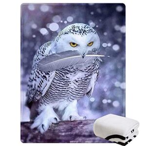 morebee arctic owl fleece throw blanket soft lightweight blanket for bed couch sofa travelling camping for kids girls boys adults(45"x 80")