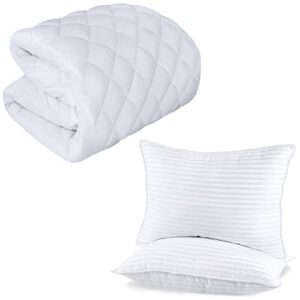 utopia bedding 1 queen quilted fitted mattress pad with 2 pack queen bed pillows for sleeping