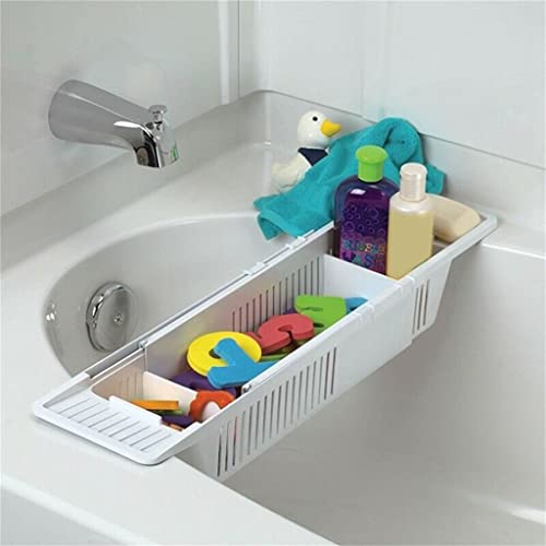 LIUYUNQI Bathtub Caddy Tray Plastic Basket Shelf Rack Bath Organizer Multifunction Bathroom Retractable Storage