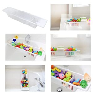 LIUYUNQI Bathtub Caddy Tray Plastic Basket Shelf Rack Bath Organizer Multifunction Bathroom Retractable Storage