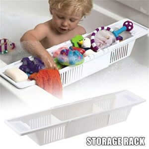 LIUYUNQI Bathtub Caddy Tray Plastic Basket Shelf Rack Bath Organizer Multifunction Bathroom Retractable Storage