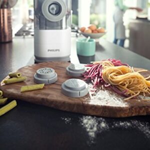 Philips Compact Pasta and Noodle Maker with 3 Interchangeable Pasta Shape Plates - White - HR2370/05