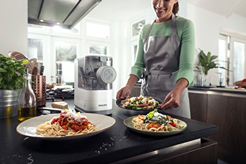 Philips Compact Pasta and Noodle Maker with 3 Interchangeable Pasta Shape Plates - White - HR2370/05