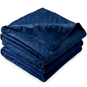 bare home 17lb (60" x 80") weighted blanket with cover for adults - all-natural 100% cotton - improved heavy blanket with premium glass beads (dark blue, 60"x80")