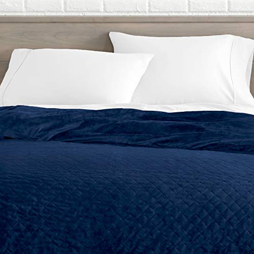 Bare Home 17lb (60" x 80") Weighted Blanket with Cover for Adults - All-Natural 100% Cotton - Improved Heavy Blanket with Premium Glass Beads (Dark Blue, 60"x80")