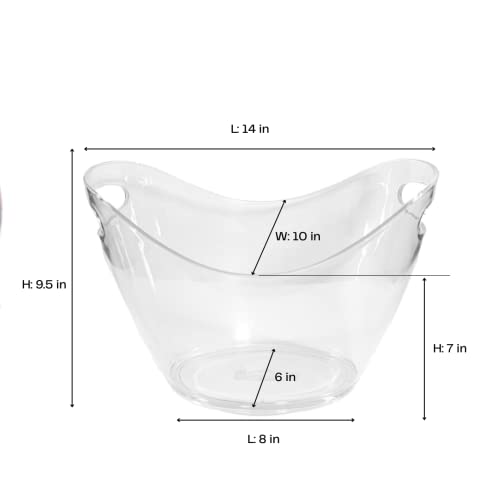 Globull Large Ice Bucket for Cocktail Bar | Mimosa Bar Supplies Ice Tub Champagne Bucket | Ice Buckets for parties | Wine chiller beverage Tub | Clear Ice Bucket for Freezer | Holds 4 Wine bottles 8L