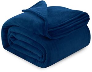 utopia bedding fleece blanket king size navy lightweight fuzzy soft anti-static microfiber bed blanket (90x102 inches)