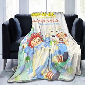 raggedy ann and raggedy andy throw blanket suitable ultra soft weighted bedding fleece blanket for sofa bed office 50"x40" travel multi-size for adult