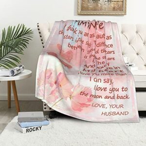 CHUSHYAR Mothers Day Birthday Gifts for Wife,Gifts for Wife for Her,Wife Gifts from Husband,Best Wife Gifts, Fuzzy& Soft Wife Throw Blanket 60" x 50"