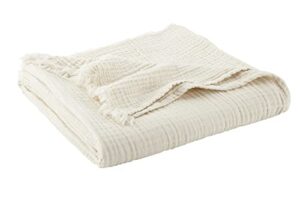 whisper organics, 100% organic muslin cotton throw blanket – gots & fairtrade certified organic – 4 layers breathable lightweight throw – all season pre-washed soft cotton blanket (natural, 60x80)