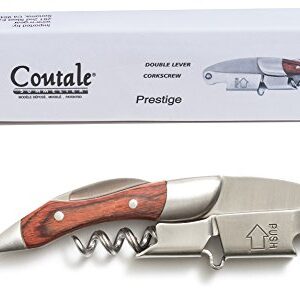 Prestige Waiters Wine Bottle Opener By Coutale Sommelier - Rosewood - French Patented Spring-Loaded Double Lever Wine Opener - Great Manual Corkscrew for Bartenders and Gifts