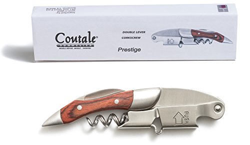 Prestige Waiters Wine Bottle Opener By Coutale Sommelier - Rosewood - French Patented Spring-Loaded Double Lever Wine Opener - Great Manual Corkscrew for Bartenders and Gifts