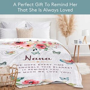 YRAQLVU Nana Gifts Throw Blanket from Granddaughter to My Grandma Happy Birthday Gifts Ultra-Soft Flannel Blankets for Couch Lightweight Travel Blanket for Women 50"x60"