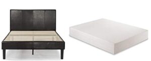 zinus gerard platform, queen, espresso & green tea 12-inch memory foam mattress, queen