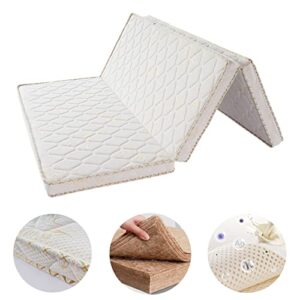 lztenreto firm coir mattress, 3e coconut coir mattress pad, quiet coconut palm mattress, thick coir mattress pad in 6cm,9cm,11cm, foldable (white-b,queen 9cm)
