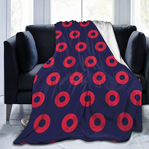 MSGUIDE Phish Red Donut Circles On Blue Soft Flannel Fleece Throw Blanket，Lightweight Warm Microfiber Plush Couch Sofa Bed Blanket for Adults Kids(80"x60")