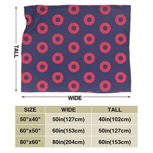 MSGUIDE Phish Red Donut Circles On Blue Soft Flannel Fleece Throw Blanket，Lightweight Warm Microfiber Plush Couch Sofa Bed Blanket for Adults Kids(80"x60")