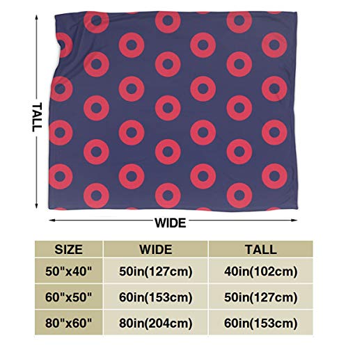 MSGUIDE Phish Red Donut Circles On Blue Soft Flannel Fleece Throw Blanket，Lightweight Warm Microfiber Plush Couch Sofa Bed Blanket for Adults Kids(80"x60")