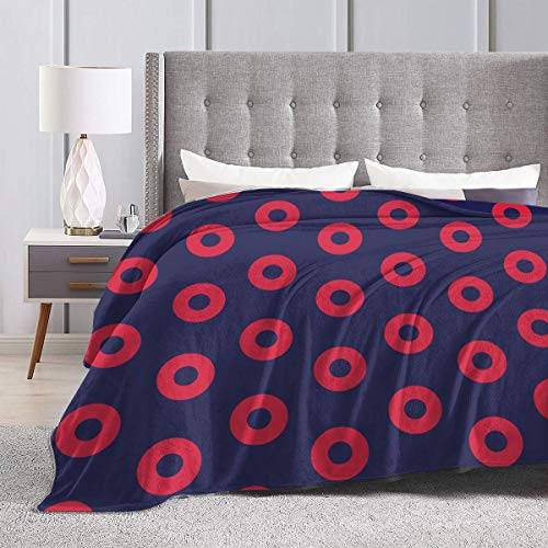 MSGUIDE Phish Red Donut Circles On Blue Soft Flannel Fleece Throw Blanket，Lightweight Warm Microfiber Plush Couch Sofa Bed Blanket for Adults Kids(80"x60")