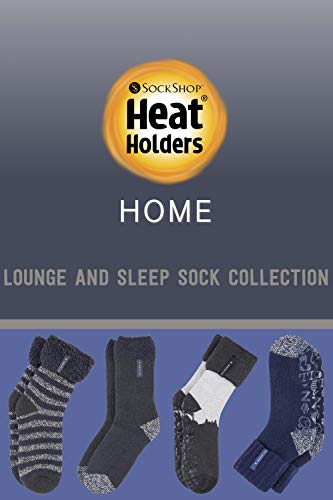 Heat Holders Mens Luxury Cozy Soft Fleece Lined Fluffy Bed Socks for Sleep (Black (Olwen), 7-12)