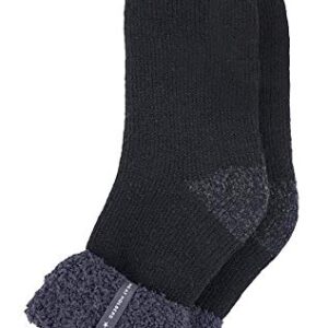 Heat Holders Mens Luxury Cozy Soft Fleece Lined Fluffy Bed Socks for Sleep (Black (Olwen), 7-12)