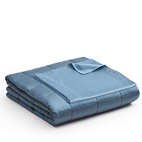 YnM Weighted Blanket with Bamboo Duvet Bundle (48''x72'' 20lbs), Suit for One Person(~190lb) Use on Twin/Full Bed | Blue Grey