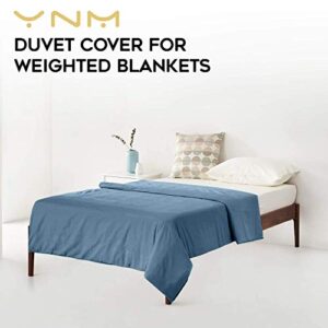 YnM Weighted Blanket with Bamboo Duvet Bundle (48''x72'' 20lbs), Suit for One Person(~190lb) Use on Twin/Full Bed | Blue Grey