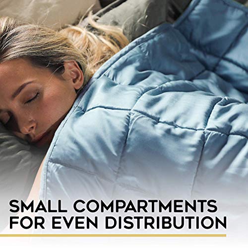 YnM Weighted Blanket with Bamboo Duvet Bundle (48''x72'' 20lbs), Suit for One Person(~190lb) Use on Twin/Full Bed | Blue Grey