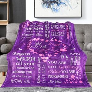 50th Birthday Gifts for Women Blanket 50"x60", 1973 Birthday Gifts for Women, 50th Birthday Gifts Ideas Throw Blanket, 50 Year Old Birthday Gift Ideas, 50th Birthday Gifts for Sister Her Wife Mom