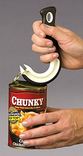 Easy Open Ring Pull Can Opener 1 Pack. Durable Non Slip Rubber Grip Makes Opening Aluminum Container Tabs Simple. Perfect for Protecting Nails and Folks with Joint Pain or Arthritis