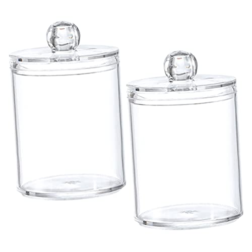 Homoyoyo 2pcs Box Cotton Ball Storage Box Makeup Storage Organizer Box Round Container with Lid Jewelry Organizer Clear Desktop Storage Case Acrylic Holder Toothpick Case Desktop Box