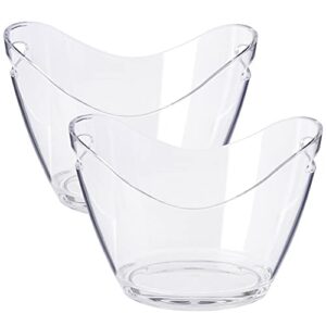 ice buckets for parties - ice bucket - 3.5 liter clear acrylic champagne bucket with easy-to-carry handles - good for up to 2 wine or champagne bottles (2 pack)