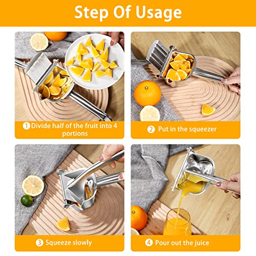 Lemon Squeezer Juicer Stainless Steel - Lime Citrus Orange Squeezer Juicer- Juicer Hand Press - Manual Juicer - Professional Fruit Juicer - Premium Quality Heavy Duty - Easy to Clean (Juicer+1+50)