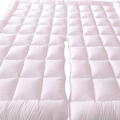 Royal Tradition 2 Inch Plush 100 Percent Microfiber Top Split California King Down Alternative Mattress Pad/Topper