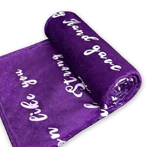 Mom Blankets Flannel Throw for Women Anniversary Birthday Gift Portable from Daughter Son Printed Warm Soft Couch Sofa Decor Purple 60"x80"