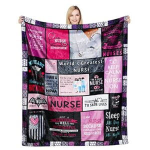 ultra soft nurse theme blanket microfiber flannel blanket gifts for women nurses warm cozy fuzzy throw blanket for bed and couch 40x50 inch