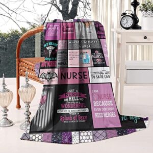 Ultra Soft Nurse Theme Blanket Microfiber Flannel Blanket Gifts for Women Nurses Warm Cozy Fuzzy Throw Blanket for Bed and Couch 40x50 Inch