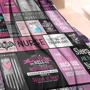 Ultra Soft Nurse Theme Blanket Microfiber Flannel Blanket Gifts for Women Nurses Warm Cozy Fuzzy Throw Blanket for Bed and Couch 40x50 Inch