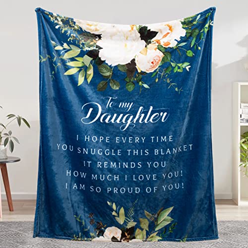 Valentines Day Gifts for Daughters, Birthday Gifts for Daughter, Daughter Gifts from Mom, Gifts for Daughter, Adult Daughter Gifts from Dad, Father Daughter Gifts, Soft Throw Blanket 60"x50", Blue