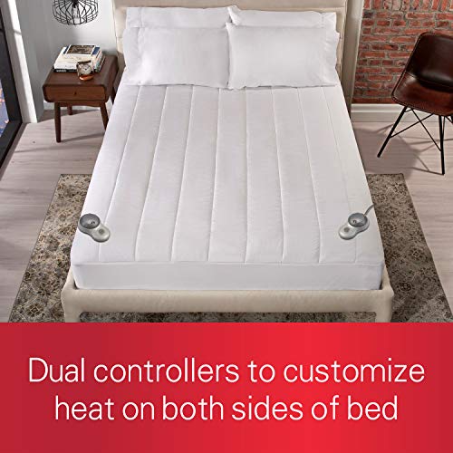 Sunbeam Heated Mattress Pad | Quilted Polyester, 10 Heat Settings, White,Queen - MSU3GQS-P000-12A00