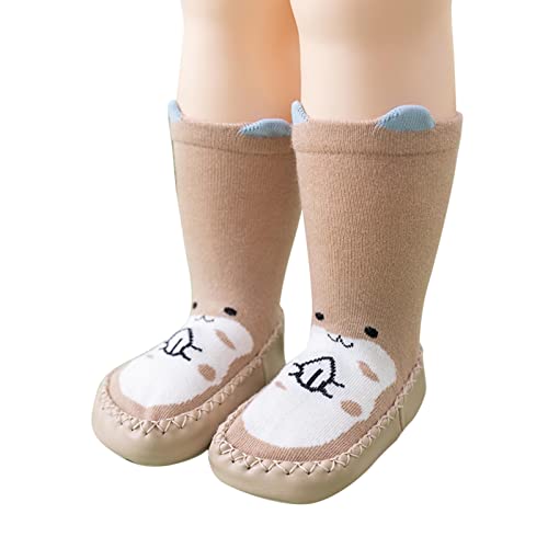 Lykmera Infant Toddler Shoes Sole Toddler Shoes Cartoon Print Breathable Non Slip Socks Socks Shoes Toddler Walking Shoes (Coffee, 0 Month)