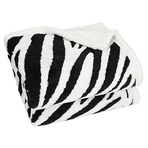 Sherpa Blanket Plush Throw Blanket Size 50" x 60" Bedding Fleece Reversible Blanket for Bed and Couch, Super Soft Comfy Warm Fuzzy TV Blanket Zebra