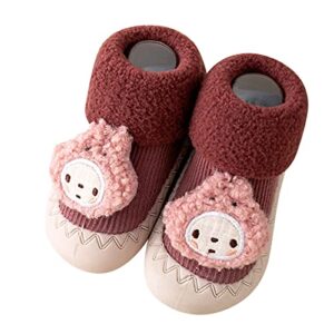 Lykmera Infant Toddle Girls Boys Footwear Winter Toddler Shoes Bottom Indoor Non Slip Warm Cartoon Animal Floor Socks Shoes (C, 18-24 Months)