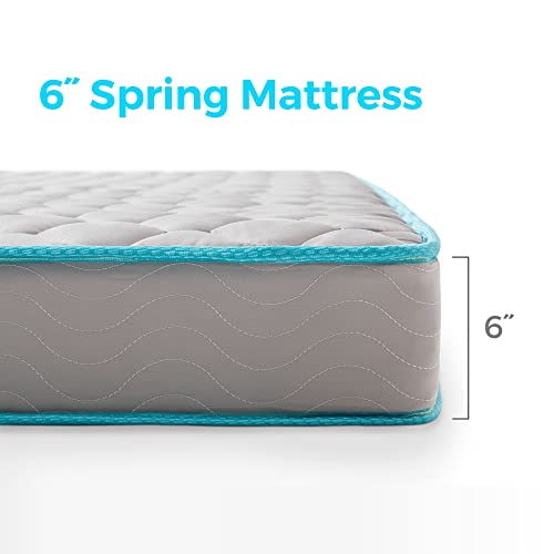 Hodedah Metal Twin, Complete Bed & Linenspa 6 Inch Innerspring Twin Mattress with Foam Layer - Firm Feel - CertiPUR-US Certified - Mattress in a Box