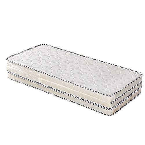 Tatami Tri-fold Mattress, Thick 3e Coconut Palm Mattress Pad Orthopedic Coir Sleeping Mat Firm Feel Quiet Guest Bed Floor Mat-White 150x200cm(59x79inch)