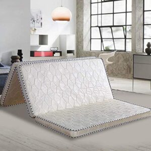 Tatami Tri-fold Mattress, Thick 3e Coconut Palm Mattress Pad Orthopedic Coir Sleeping Mat Firm Feel Quiet Guest Bed Floor Mat-White 150x200cm(59x79inch)